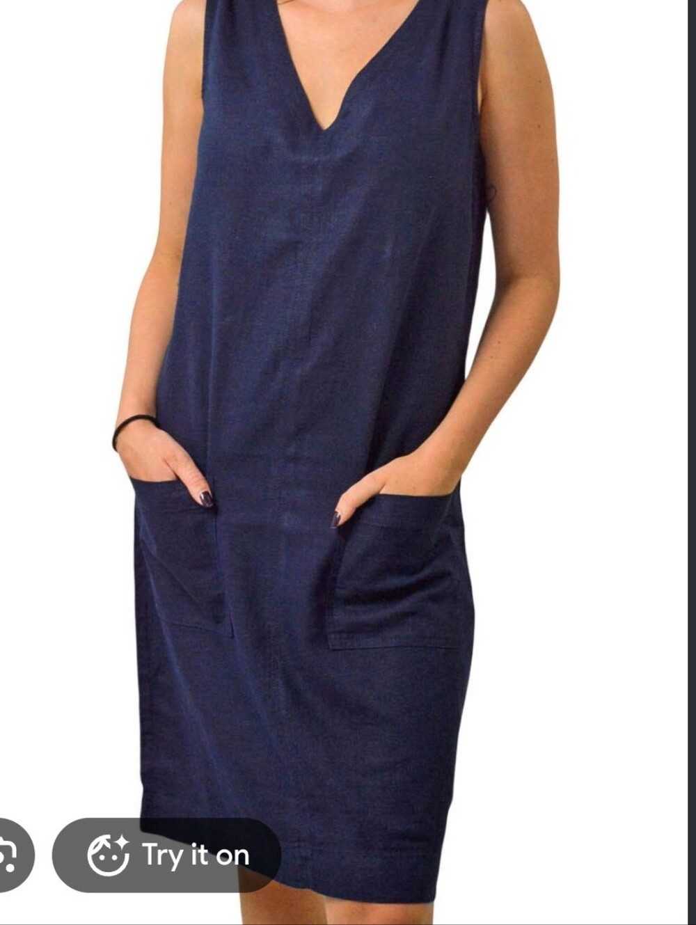 Classic Navy V-Neck Sleeveless Dress